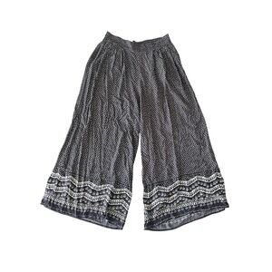 American Eagle Outfitters Women's Size M Pants Wide Leg Flowy Beach Gray Printed